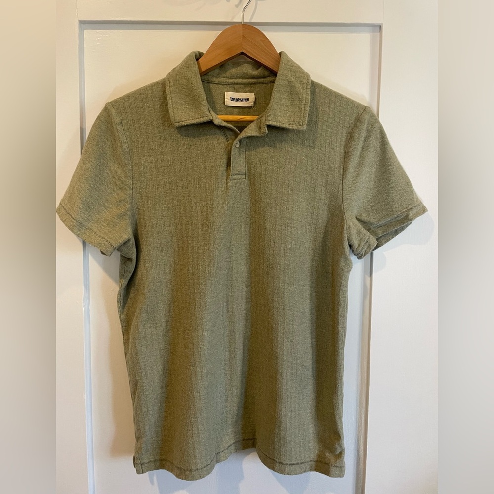 Taylor Stitch - Herringbone Polo in Heather Sage - S -38